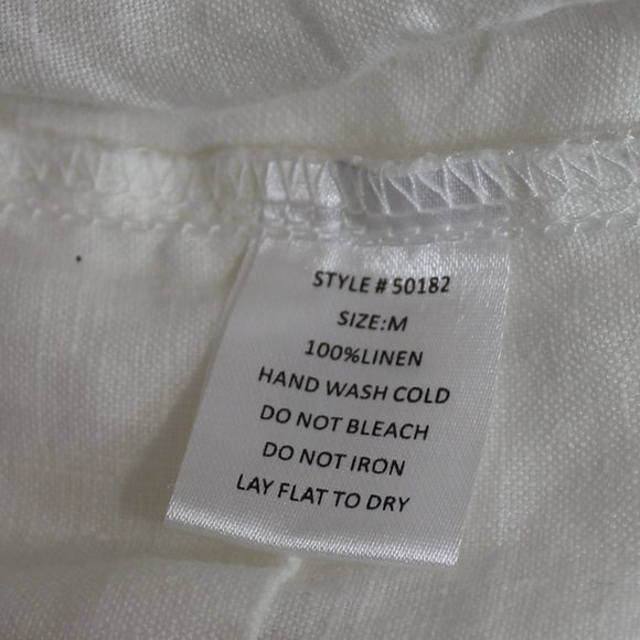 Grade&Gather 100% Linen white woman straight leg pant 4 pockets size Medium - Picture 8 of 9